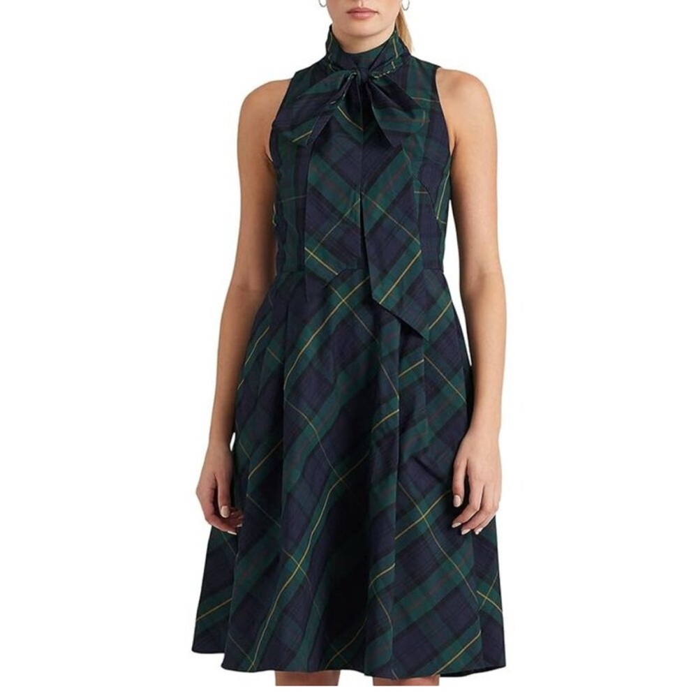 Ralph Lauren Black and Green Plaid Cocktail Dress